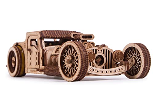 Wood Trick Kit Di Modellismo In Legno Per Auto Hot Rod Da Costruire - Percorre Fino A 9 M - Dettagliato E Robusto - Senza Batterie - Puzzle In Legno 3