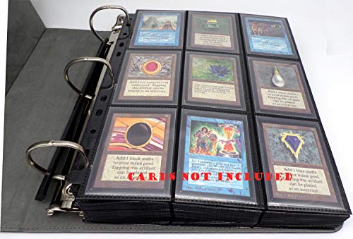 Docsmagic.De 3-Ring Premium Album Black + 50 18-Pocket Sideloading Pages - Raccoglitore Per Carte Da Gioco Collezionabili + Pagine - Nero - Pkm - Ygo