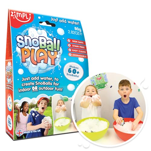 Zimpli Kids-5445 Turn Water Into Artificial Snow Pacchetto Battaglia Snoball, Tinta Unita, Colore Bianco, Play 2 Pack, 5470