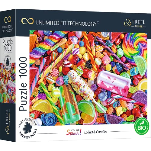 Trefl Prime - Puzzle Uft Color Splash: Lollies & Candies - 1000 Elementi, Cartone Più Spesso, Bio, Dolci Colorati, Lecca Lecca, Caramelle, Gelato, Puz