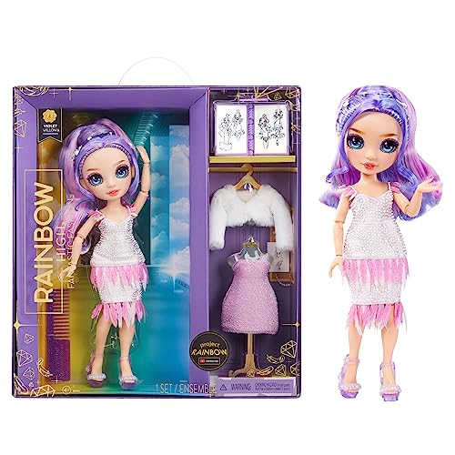 Rainbow High Fantastic Fashion Doll - Violet Willow - Bambola Fashion Viola Da 11" E Set Da Gioco Con 2 Abiti E Accessori Alla Moda - Età 4-12 Anni