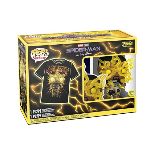 Funko Pop! & Tee: Spider-Man: Nwh - Electro - Glow In The Dark - Large - (L) - T-Shirt, Maglietta Vestiti A Maniche Corte Con Figura In Vinile Da Coll