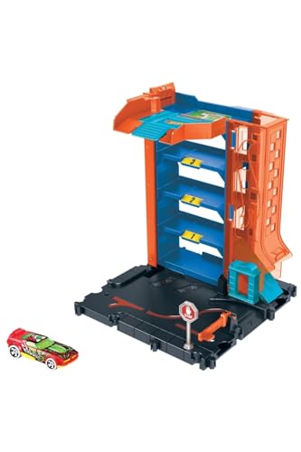 Hot Wheels - City Parcheggio Urbano Playset Con 1 Macchinina, Si Collega Ad Altri Playset E Piste, Giocattolo Per Bambini 4+ Anni, Hdr28