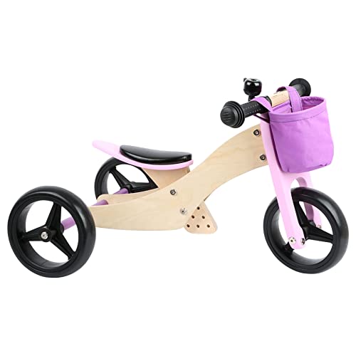 Small Foot 11612 Trike 2 In 1 Rosa Aus Holz, Drei Laufrad, Mit Verstellbarem Sitz Und Gummierten Reifen Giocattoli, Colore