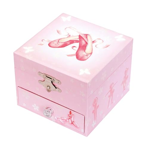 Trousselier Cube Music Box Ballerina Slippers - Pink - Statuetta Ballerina