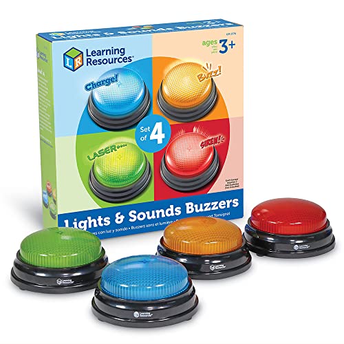 Learning Resources Pulsanti Con Luci E Suoni (Set Da 4), Pulsanti Colorati, Giochi Per Bambini, Materiale Didattico, Giochi Quiz, Gioco Di Famiglia
