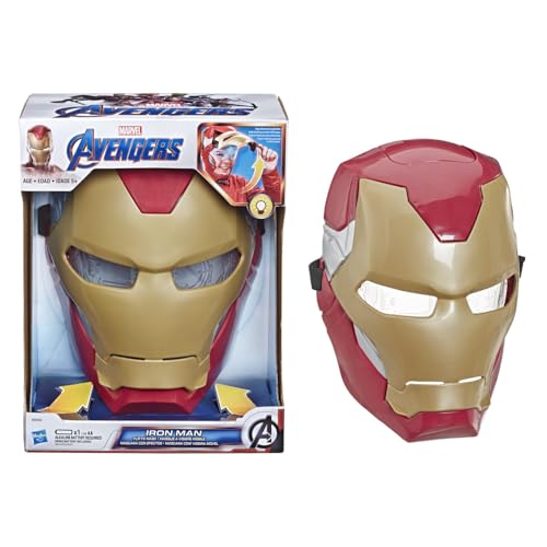 Hasbro Marvel Avengers, Maschera Alzabile Con Effetti Speciali Di Iron Man, Giocattolo Per Roleplay Che Si Illumina, Giocattoli A Tema Supereroi Per B