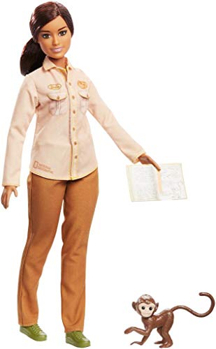 Barbie Carriere Conservatrice Di Biodiversità, Bambola Bionda Con Scimmietta E Accessori, Ispirata A National Geographic, Giocattolo Per Bambini 3 + A