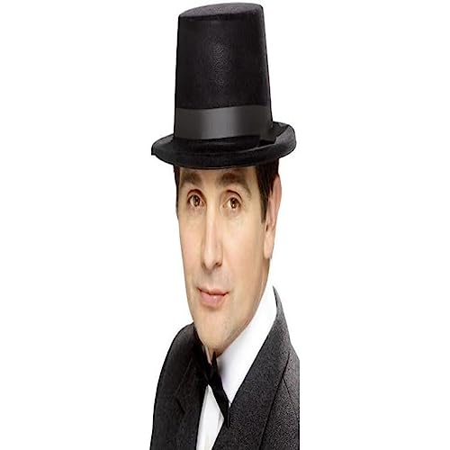 Flocked Topper Hat, Black, Felt