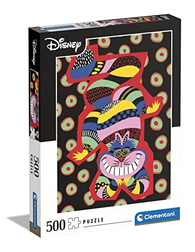 Clementoni- Pzl Gato Cheshire Alicia En El Pais De Las Maravillas Disney 500Pzs The Cat-500 Made In Italy, 500 Pezzi, Puzzle, Divertimento Per Adulti,