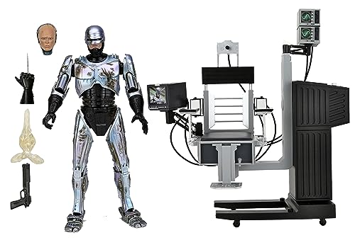 Neca 203605 Ultimate Robop - Statuina Articolata Con Sedia Danneggiata, 20 Cm, Colore: Nero