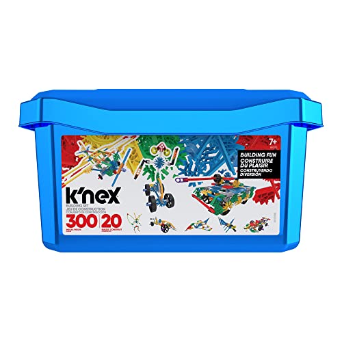 K'Nex 80202 Model Building Fun Tub Set, 3D Educational Toys For Kids, 300 Piece Stem Learning Kit With Storage Tub, Engineering For Kids, 20 Model Bui