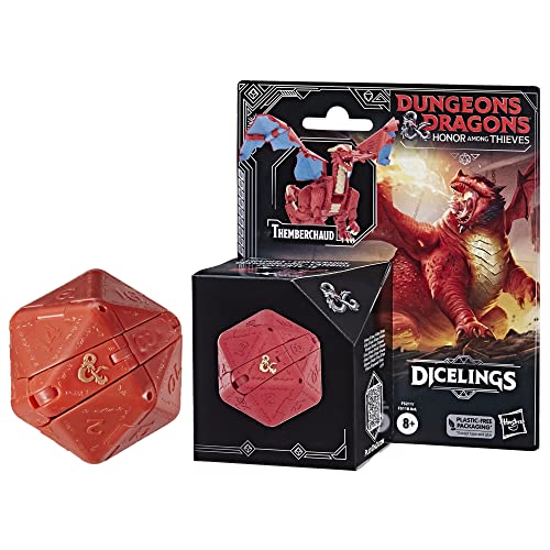 Dungeons & Dragons Hasbro L'Onore Dei Ladri, D&D Dicelings, Drago Rosso Themberchaud, Mostro, Dado Trasformabile, Action Figure