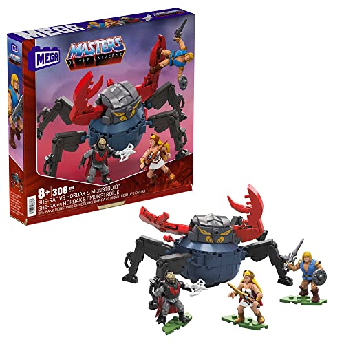 Mega Masters Of The Universe - Personaggio She-Ra Contro Hordak E Monstroid, Veicolo D'Attacco Da Costruzione Con 306 Pezzi, Giocattolo Per Bambini 8+
