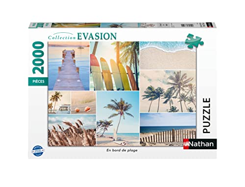 Puzzles Nathan- Puzzle 2000 Pezzi-Sulla Spiaggia Adulti, 4005556873104
