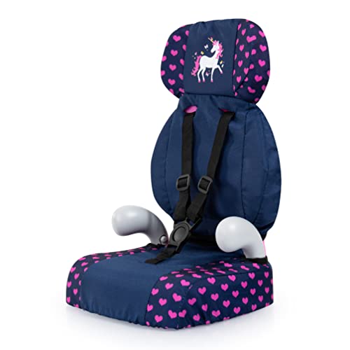 Bayer Design- Giocattolo, Seggiolino Auto, Accessori Per Bambole, Colore Blu Con Unicorno E Cuori, 67554Aa