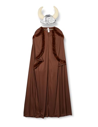 Viking Costume, Brown, With Cape & Helmet