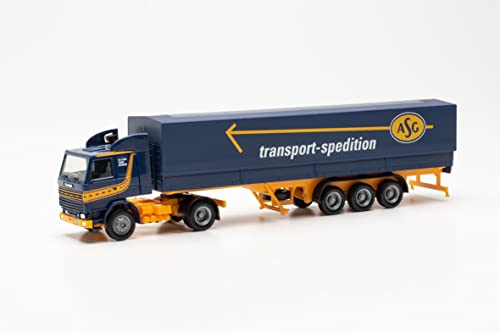 Herpa Modello Di Camion Scania 142 Semirimorchio Telonato Asg, Scala 1:87, Modello Di Camion Per Diorama, Oggetto Da Collezione Per Modellismo, Made I