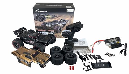 Amewi Hyper Go Truggy Brushless 4Wd 1:14 Rtr Nero Incl. Wheelie-Bar, Pezzi Di Ricambio, Corpo Dorato