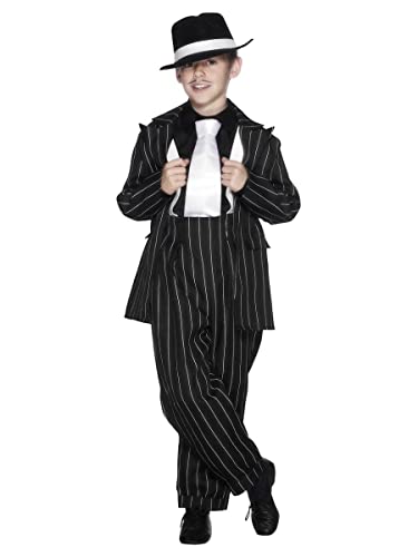 Zoot Suit Costume, Black, With Jacket, Trousers & Braces, Toddler