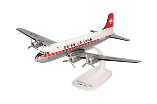 Herpa Modello Di Aereo Swissair Douglas Dc-4, Steckmodell In Scala 1:125 - Snap-Fit, Pezzo Da Collezione, Miniatura Deco, Statuetta Con Supporto In Pl