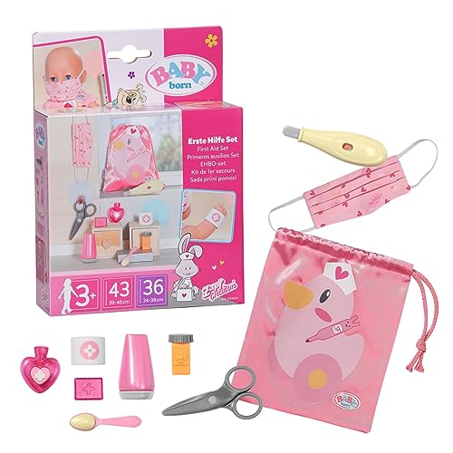Baby Born Kit Pronto Soccorso 834091 - Accessori Per Bambole Baby Born - Include 9 Accessori Medici Per Bambole E Custodia Con Coulisse - Adatto Per B