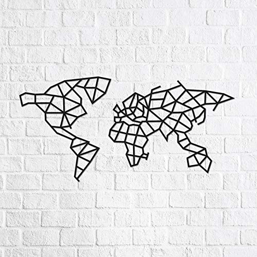 Ewa Eco-Wood-Art- World Map Weltkarte Ewa Ecowoodart Legno Design – Puzzle Poligonale Della Mappa Del Mondo – Souvenir, Regalo, Cucina, Decorazione Pe