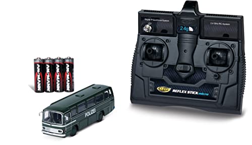 Carson 500504151 1:87 Mb Bus O 302 Polizia 2,4 Ghz 100% Rtr - Modello Pronto Per L'Uso, Telecomando 2,4 Ghz Con Connessione Di Ricarica, Incl. Batteri