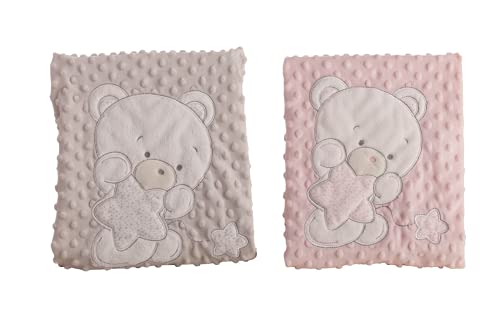 Creaciones Llopis- Manta Doble 100X75 Oso Bordado Vison Cajita Regalo Watch, Colore (Multicolore), T.Única, 25451