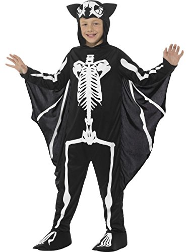Bat Skeleton Costume, Black, With Hooded Bodysuit & Attached Wings, (L)