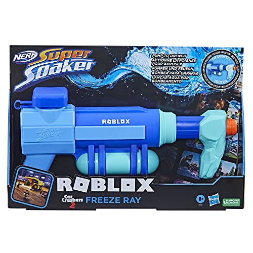 Super Soaker- Nerf, Blaster Ad Acqua Roblox Car Crushers 2: Freeze Ray, Codice Per Oggetto Virtuale Esclusivo, Meccanismo A Pompa, Multicolore, F3781