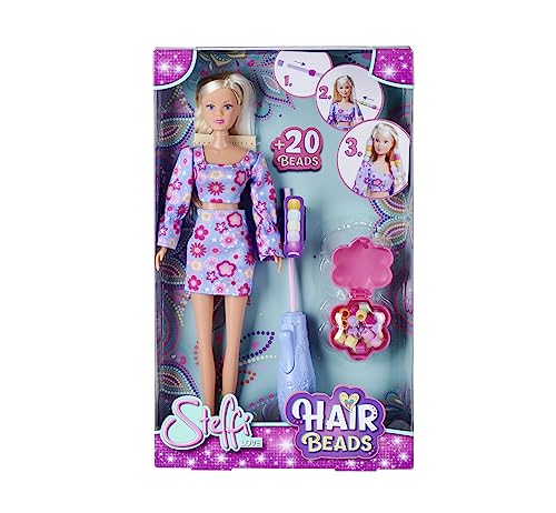 Simba - Steffi Love Hair Beads, 105733652, 3 Anni, Lunghi Capelli, Accessorio Infilaperline, 20 Perline Colorate