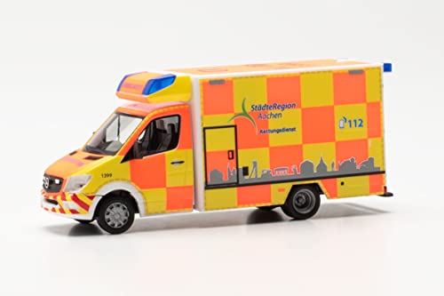 Herpa Modello Di Auto Mercedes-Benz Sprinter '13 Fahrtec Rtw Regione Di Aquisgrana, In Scala 1:87, Per Diorama, Pezzo Da Collezione, Decorazione, Made
