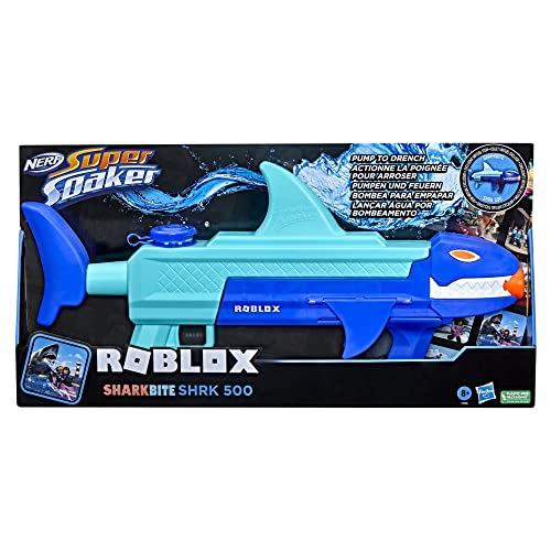 Nerf Super Soaker, Blaster Acqua Roblox Sharkbite: Shrk 500, Include Codice Esclusivo Per Oggetto Virtuale, Meccanismo A Pompa Multicolore
