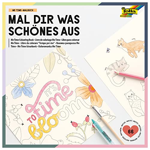 Folia 82302-Libro Me Time Con 20 Pagine Doppie Di Motivi Prestampati Da Colorare, Disegnare E Anche Ritagliare, Circa 23 X 23 Cm, Multicolore, 82302