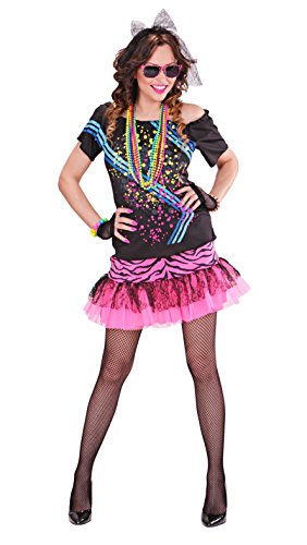 "80'S Rock Girl" (T-Shirt, Skirt, Fingerless Fishnet Gloves, Lace Hair Tie) - (L)
