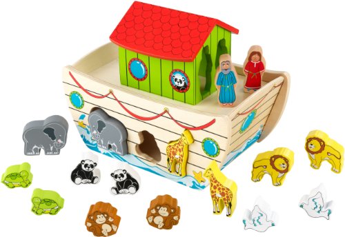 Kidkraft 63244 Giocattolo In Legno Per Bambini Arca Di Noè D'Identificazione Di Forme E Animali Con 17 Pezzi Inclusi