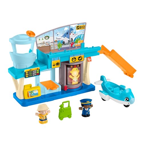 Fisher-Price Little People - Avventure In Aeroporto, Playset Con Nastro Trasportatore Dei Bagagli, Include 1 Aereo, 2 Personaggi E Bagagli, Giocattolo