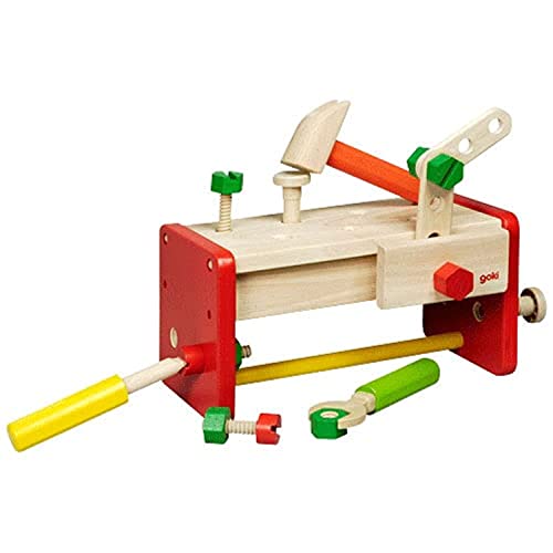 Goki 58871 - Banco Da Lavoro Con Box Porta Attrezzi, 15 Pezzi