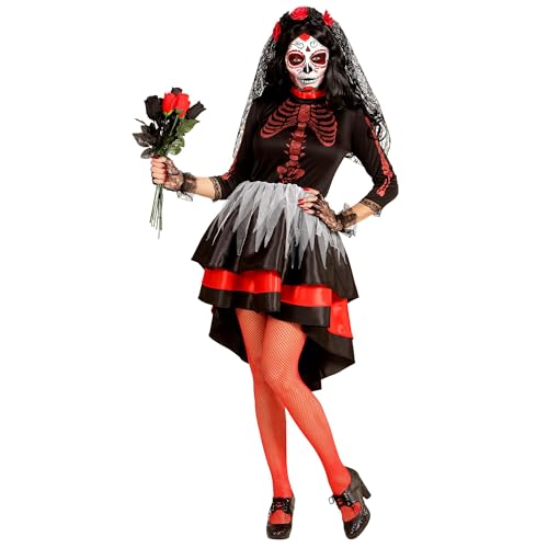 "Dia De Los Muertos Bride" (Dress, Flower Veil) - (S)
