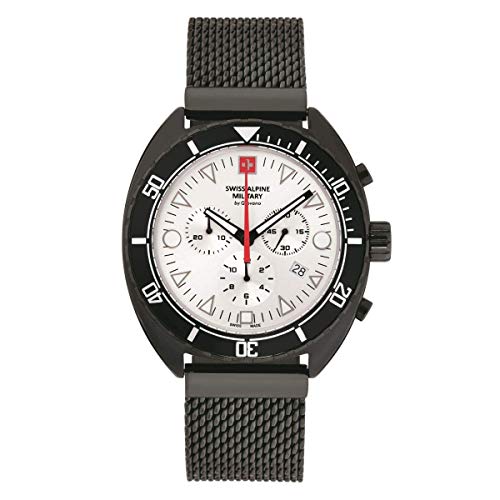 Swiss Alpine Militare Orologio Cronografo Da Uomo Analogico Al Quarzo 7066.9 Acciaio Inox - Nero/Nero/Bianco - 9172Sam