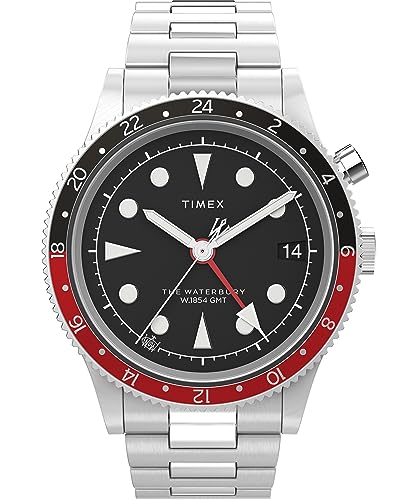 Timex Uomo Waterbury Traditional, Acciaio Inossidabile/Nero/Acciaio Inossidabile, One Size, Orologio Waterbury Gmt Da 39 Mm