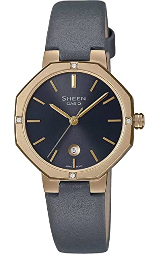 Casio Orologio Analogo Al Quarzo Donna Con Cinturino In Pelle She-4543Gl-8Auer