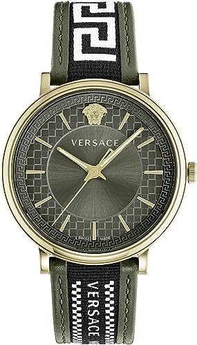 Versace Orologio Analogico Al Quarzo Uomo Con Cinturino In Pelle Ve5A01621