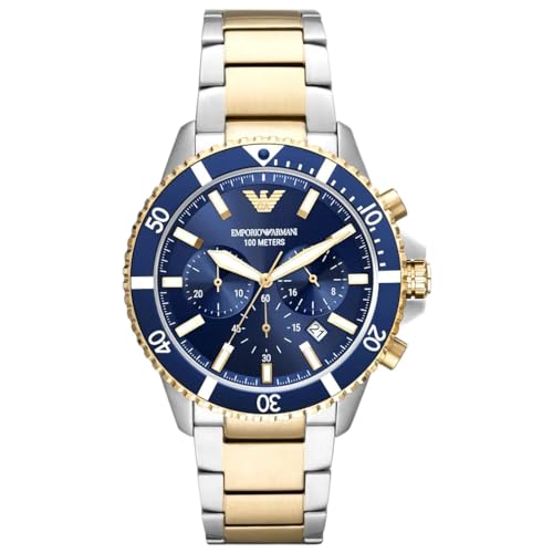 Emporio Armani Orologio Uomo, Movimento Cronografo, Cassa 43 Mm In Acciaio Inossidabile Con Bracciale In Acciaio Inossidabile, Ar11362