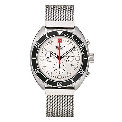 Swiss Alpine Militare Orologio Cronografo Da Uomo Analogico Al Quarzo 7066.9 Acciaio Inox - Argento/Argento/Bianco - 9132Sam
