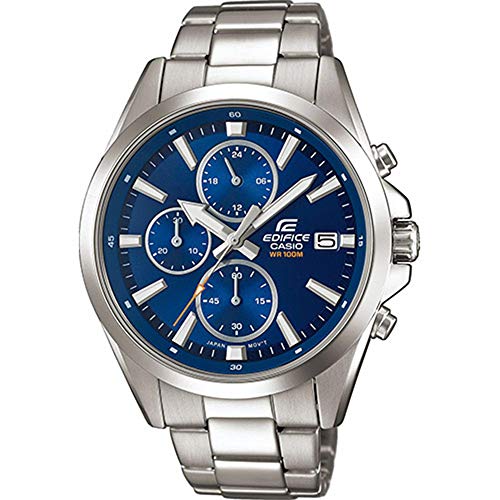 Casio Edifice Orologio, Robusta Cassa, 10 Bar, Azzurro, Uomo Con Cinturino In Acciaio Inox Efv-560D-2Avuef