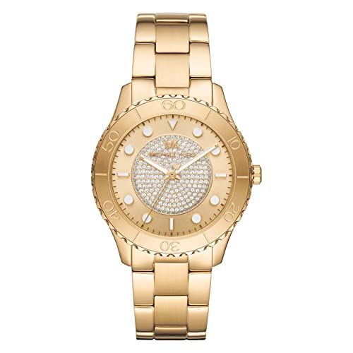 Michael Kors Orologio Runway Da Donna, Movimento A Tre Lancette, Cassa In Acciaio Inossidabile Dorata Da 40 Mm Con Bracciale In Acciaio Inossidabile,