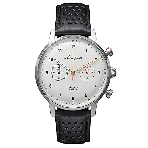 Akerfalk Quarzo Ibrido Cronografo Meccanico Acciaio Pelle Nero 24 Ore Bianco Vintage Uomo Orologio