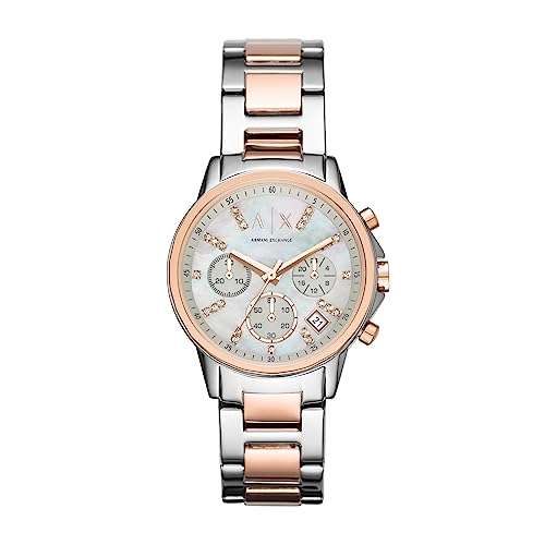 Armani Exchange Orologio Da Donna, Cronografo Al Quarzo, Cassa In Acciaio Inossidabile Da 36 Mm, 2T/Rosa Con Bracciale In Acciaio Inossidabile, Ax4331